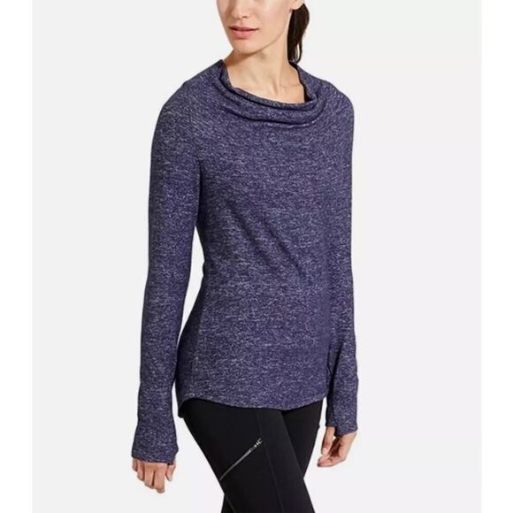 Athleta Blue Heather Grateful Cowl Neck Top - Size: XL - Picture 1 of 6